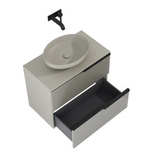 Wastafelmeubel met waskom, open lade en kraan