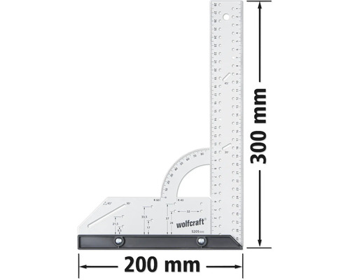 Wolfcraft Logo, 300 millimeter markeerwinkel met schaal en aanslag