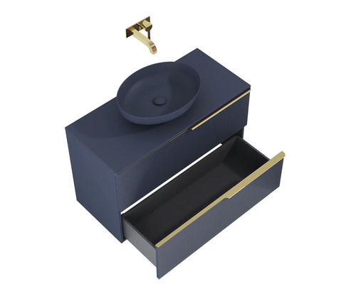 Wastafelcombinatie met opzetwastafel, kraan en lade