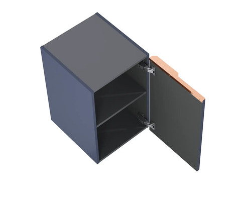 Hangende kast met open deur en twee planken voor extra opslagruimte