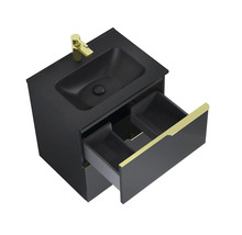 Wastafelmeubel met open lade en kraan