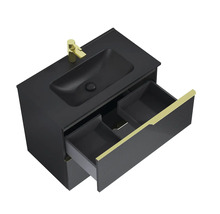 Wastafelonderkast met twee laden, kraan en wastafel