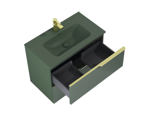 Wastafelonderkast met open ladesysteem en opzetwastafel