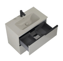 Wastafelmeubel met open lade en kraan