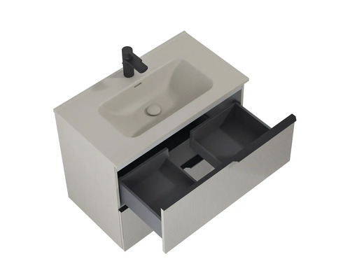 Wastafelmeubel met open lade-element en armatuur