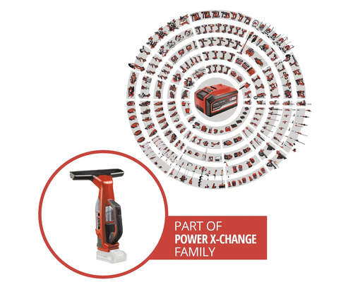 Power X-Change-familie: raamreiniger en bijbehorend assortiment accugereedschap.