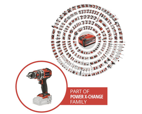Einhell accuschroefboormachine als onderdeel van de Power X-Change familie