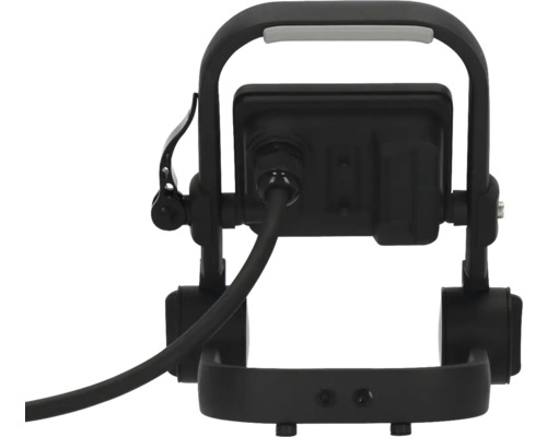 Achteraanzicht bouwlamp met kabel en beugel