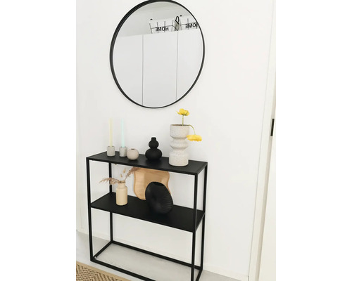 Decoratieve opstelling met console, spiegel en vazen