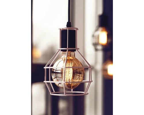 Decoratieve hanglamp met Edison gloeilamp in metalen kooi