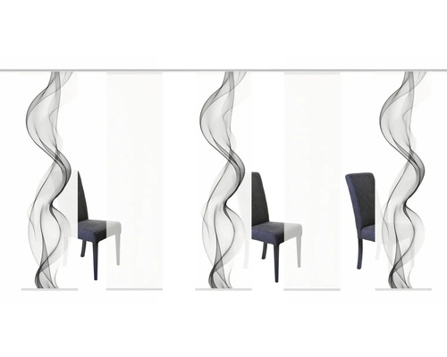 Schuifgordijnen met abstract rookpatroon voor stoelen