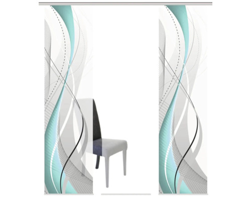 Schuifgordijn met golfpatroon en stoel