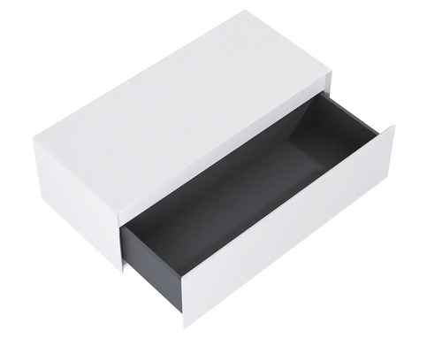 Witte wastafelonderkast met open lade