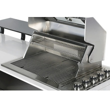Roestvrijstalen barbecue met grillrooster en warmhoudrek