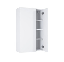 Witte hangkast met open deuren en legplanken