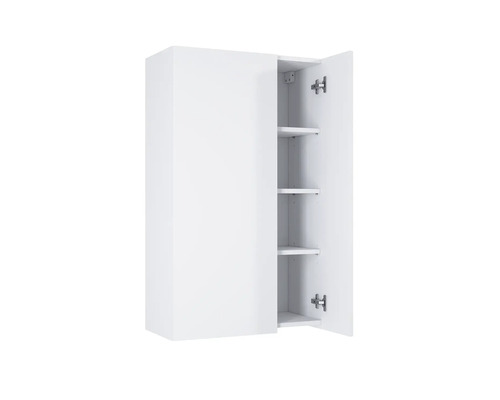 Witte hangkast met open deuren en legplanken
