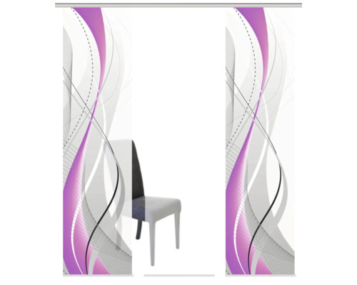 Schuifgordijn met abstract design en stoel