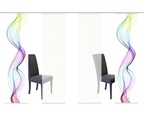 Schuifpaneel met abstract patroon en stoel