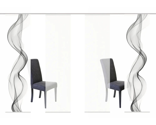 Schuifgordijn met stoelmotief voor raamdecoratie