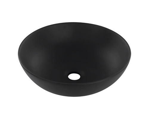 Zwarte keramische opzetwastafel met ronde vorm