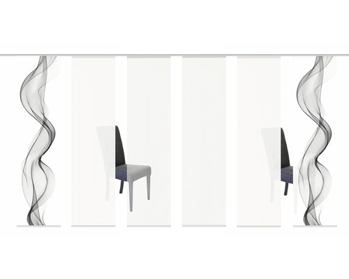 Schuifgordijn met golfpatroon en stoel