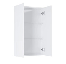 Open witte hangkast met twee planken