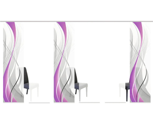 Schuifgordijn met abstract design en stoel