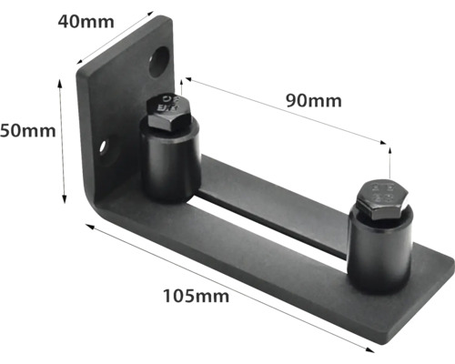 Metalen deurstopper met maatgegevens
