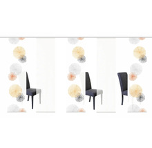 Schuifgordijnen met abstract cirkelpatroon en stoel