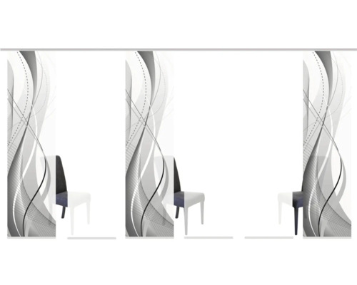 Schuifgordijn met abstract patroon in de woonkamer