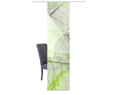 Schuifgordijn met plantenmotief en stoel