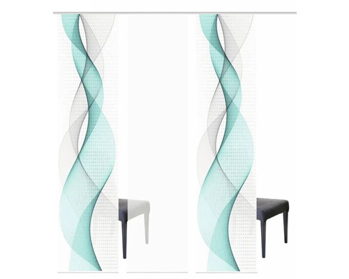 Schuifgordijnen met golfpatroon en stoel