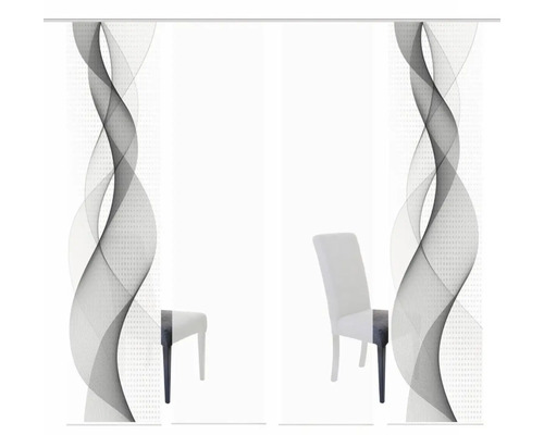 Schuifgordijn met abstract patroon en stoel