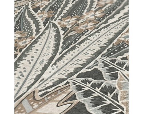 Behang met bloemmotief en bladeren