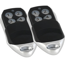 Twee draadloze handzenders voor het bedienen van garagedeuren.