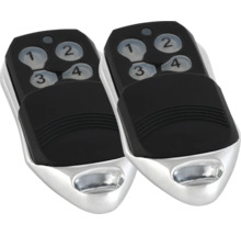 Twee draadloze afstandsbedieningen met vier knoppen