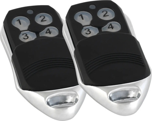 Twee draadloze afstandsbedieningen met vier knoppen