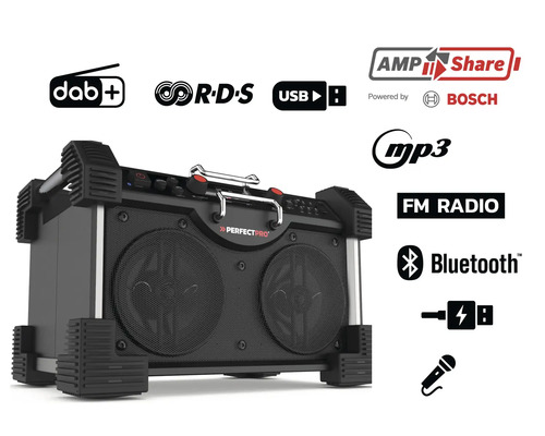 Perfectpro luidspreker met DAB Plus, RDS, USB, MP3, FM-radio en Bluetooth