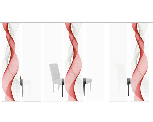 Schuifpanelen met abstract golfpatroon en stoel