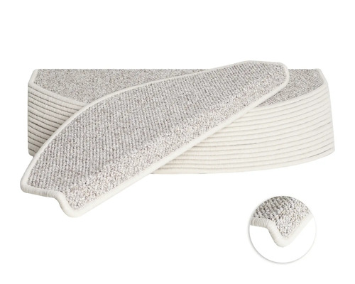 Trapmat Mistral beige 23,5x65 cm set van 15 Traploper set met textiel oppervlak en afgeronde vorm