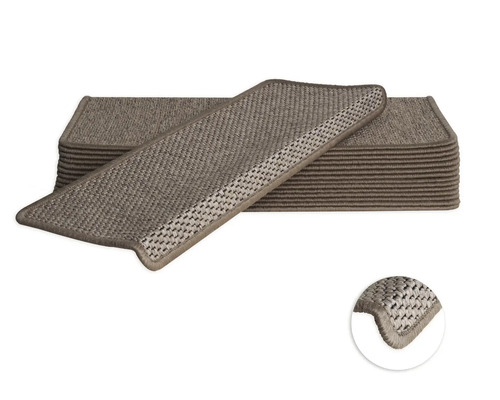 Trapmat Natura beige 23,5x65 cm set van 15 Sisal traptrede in stapel