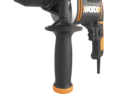 Close-up van een boormachine met handvat van het merk WORX