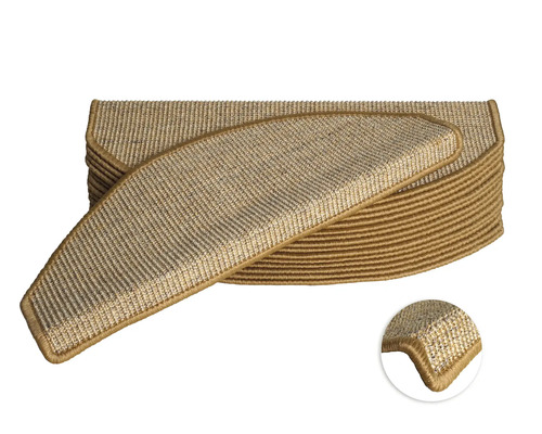 Trapmat Sisal Natuur donker 23,5x65 cm set van 15 Trapmatten van sisal in een stapel
