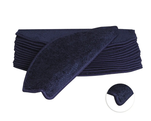 Trapmat Sweet blauw 23,5x65 cm set van 15 Stoffen trapmatten in een stapel