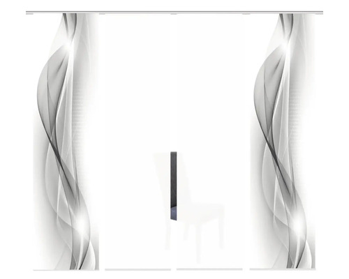 Schuifgordijn met abstract patroon en verzwaringsstaaf