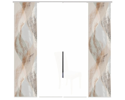 Twee schuifgordijnen met abstract golfpatroon