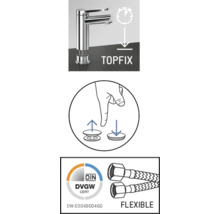 Montage-instructie met Topfix-symbool, gebruiksaanwijzing en DVGW-certificaat