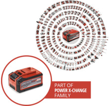 Einhell Power X-Change accu met verschillende gereedschappen uit de Power X-Change familie
