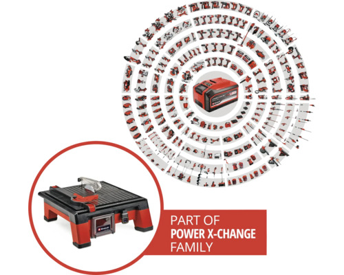 Einhell Power X-Change familie met tegelsnijder en batterij