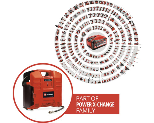 Einhell Power X-Change familie met compressor en accu